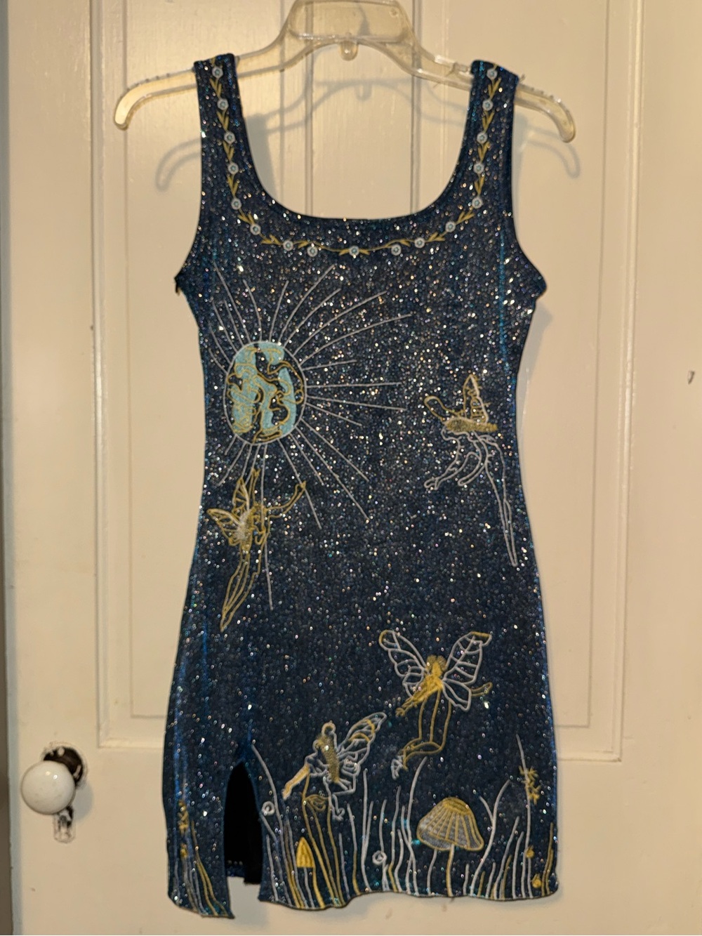 Source Unknown Navy Blue Glitter Fairy Mini Dress